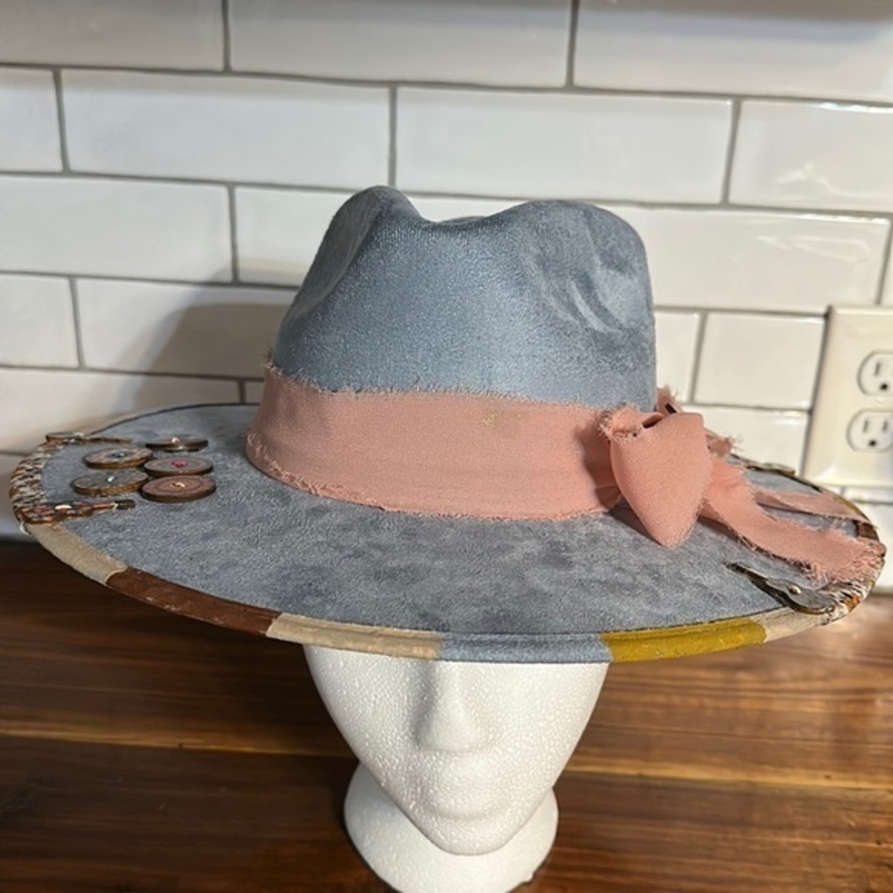 Western cowboy fedora wide brim hat. Handmade